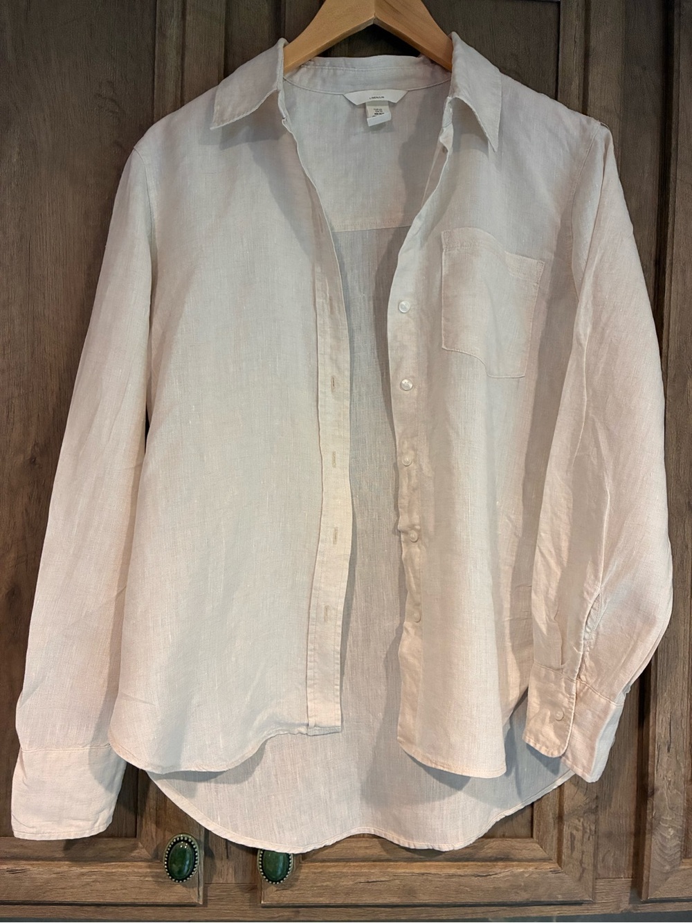 H&M 100% Linen Cream Button Down Shirt Size XS